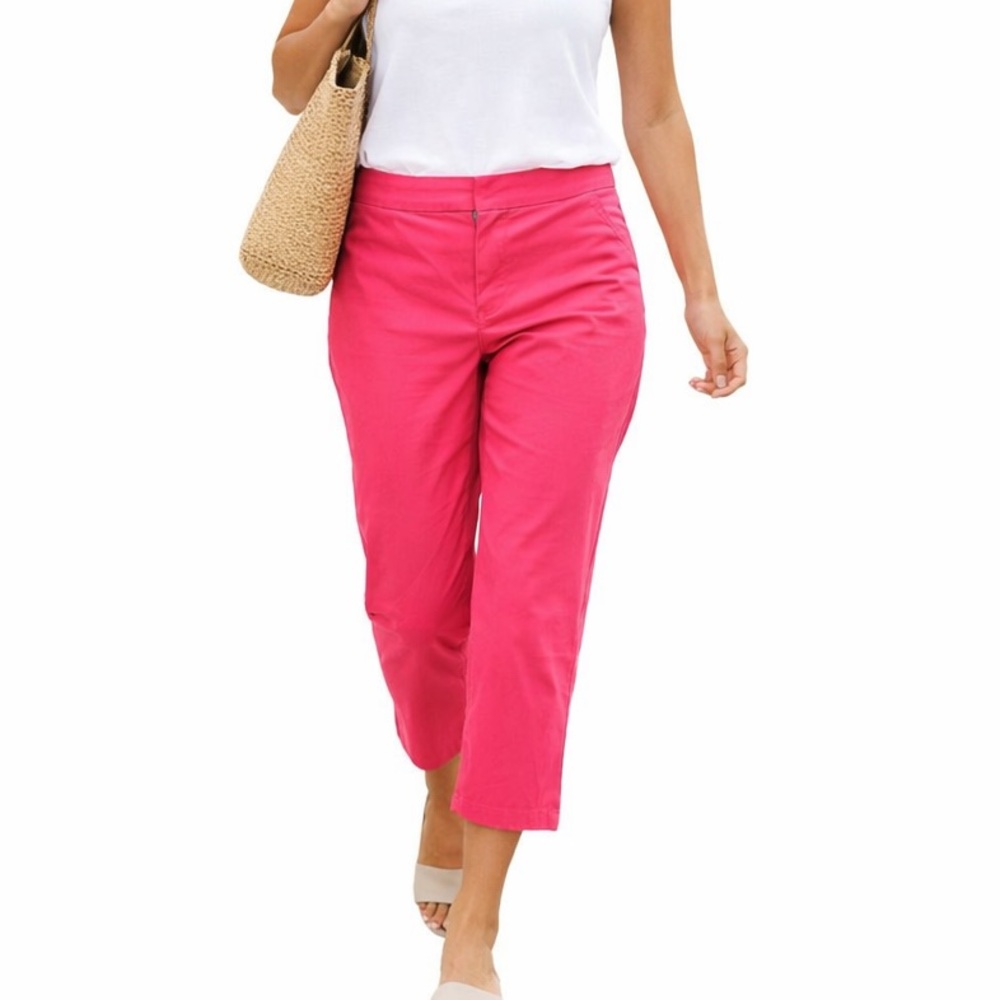Ann Taylor Factory Pink Cropped Chino Size 2 Pants Preppy Summer Barbiecore